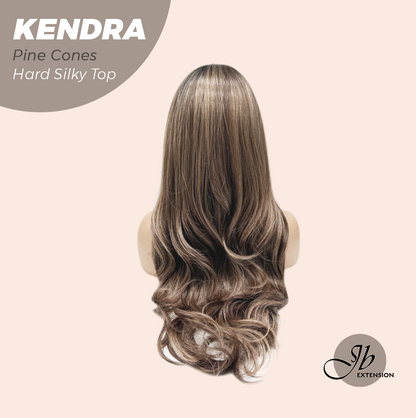 JBEXTENSION 26 Inches Scalpiana Long Curly Pine Cones 3.5X4 Hard Silky Top Natural Scalp Effect Wig with Bangs KENDRA PINE CONES