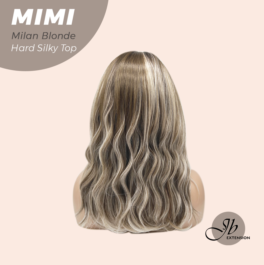 JBEXTENSION 16 Inches Scalpiana 3.5X4 Hard Silky Top Natural Scalp Effect Milan Blonde Body Wave Wig with Bangs Wig MIMI SILK TOP - MILAN BLONDE