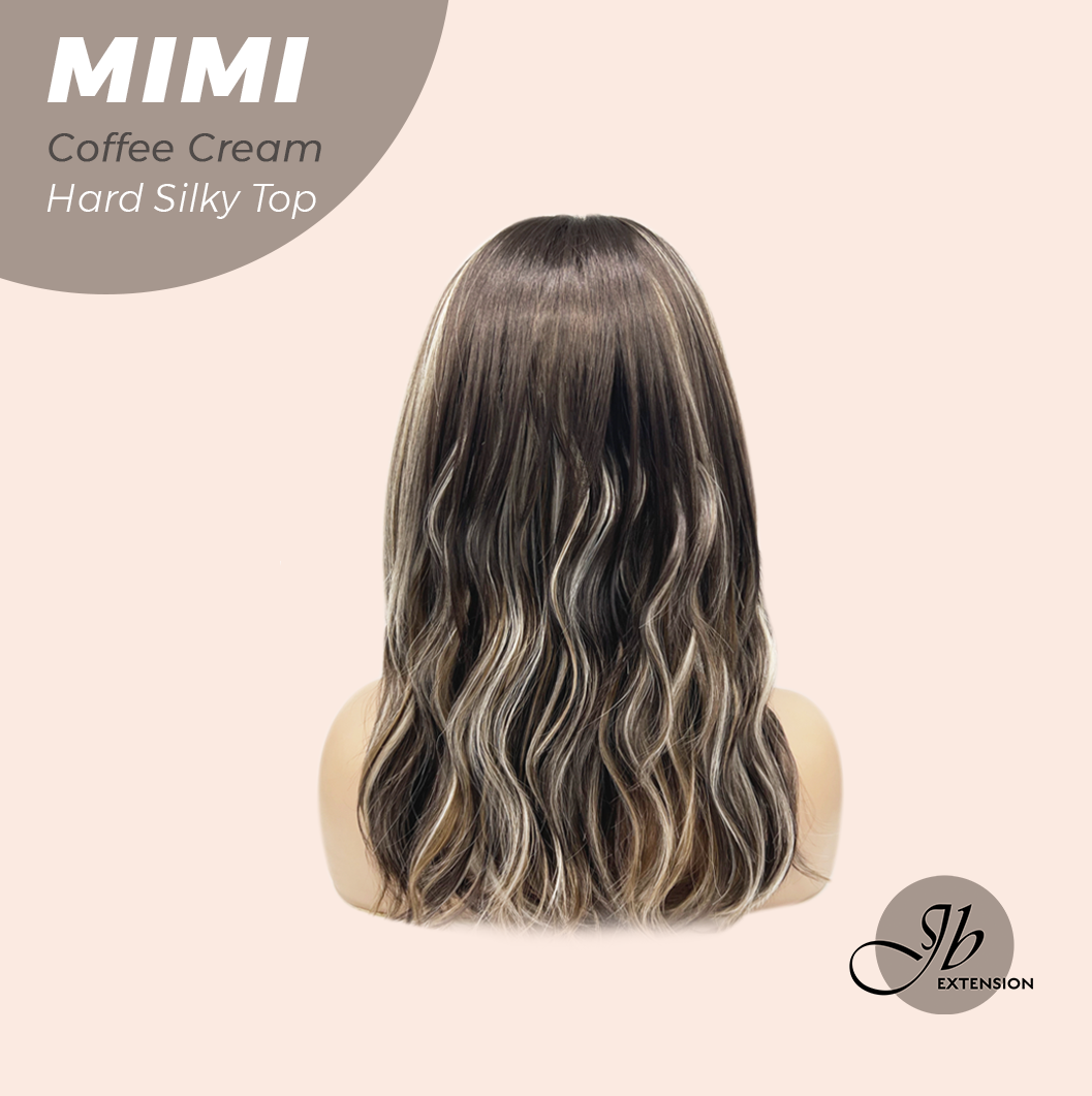 JBEXTENSION 16 Inches Scalpiana 3.5X4 Hard Silky Top Natural Scalp Effect Coffee Cream Body Wave Wig with Bangs Wig MIMI SILK TOP - COFFEE CREAM