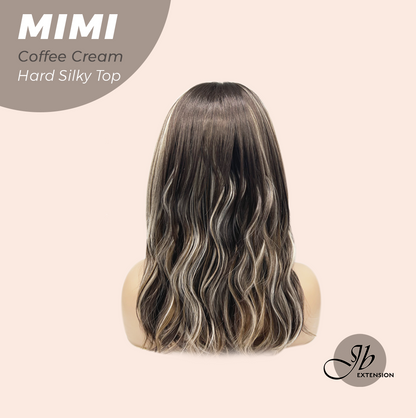 JBEXTENSION 16 Inches Scalpiana 3.5X4 Hard Silky Top Natural Scalp Effect Coffee Cream Body Wave Wig with Bangs Wig MIMI SILK TOP - COFFEE CREAM