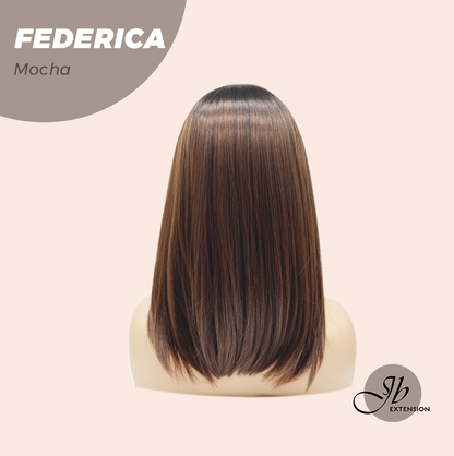 JBEXTENSION 16 Inches Short Bob Cut Mocha Wig with Bangs FEDERICA MOCHA