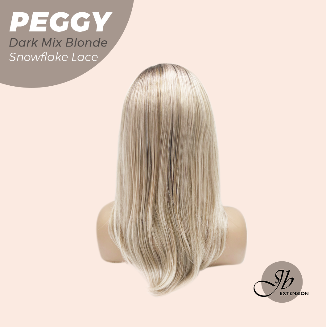 JBEXTENSION 19 Inches Long Straight Dark Mix Blonde Pre-Cut Side Part Snowflake Lace Frontlace Glueless Wig PEGGY DARK MIX BLONDE【BENDY EAR TABS】