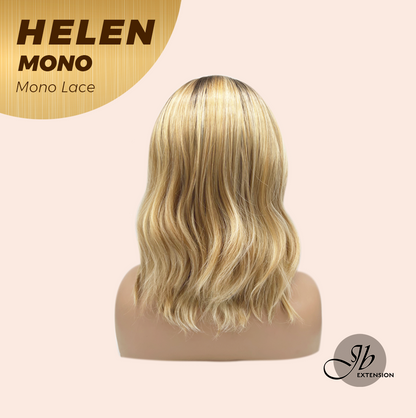 JBEXTENSION HELEN MONO Monofilament Handmade Wig 6X5 Full Monofilament Hand Tied Top Wig 14 Inches Honey Blonde Mono Lace Wig with Anti-slip Silicone Strips Glueless Wig HELEN MONO【BENDY EAR TABS】