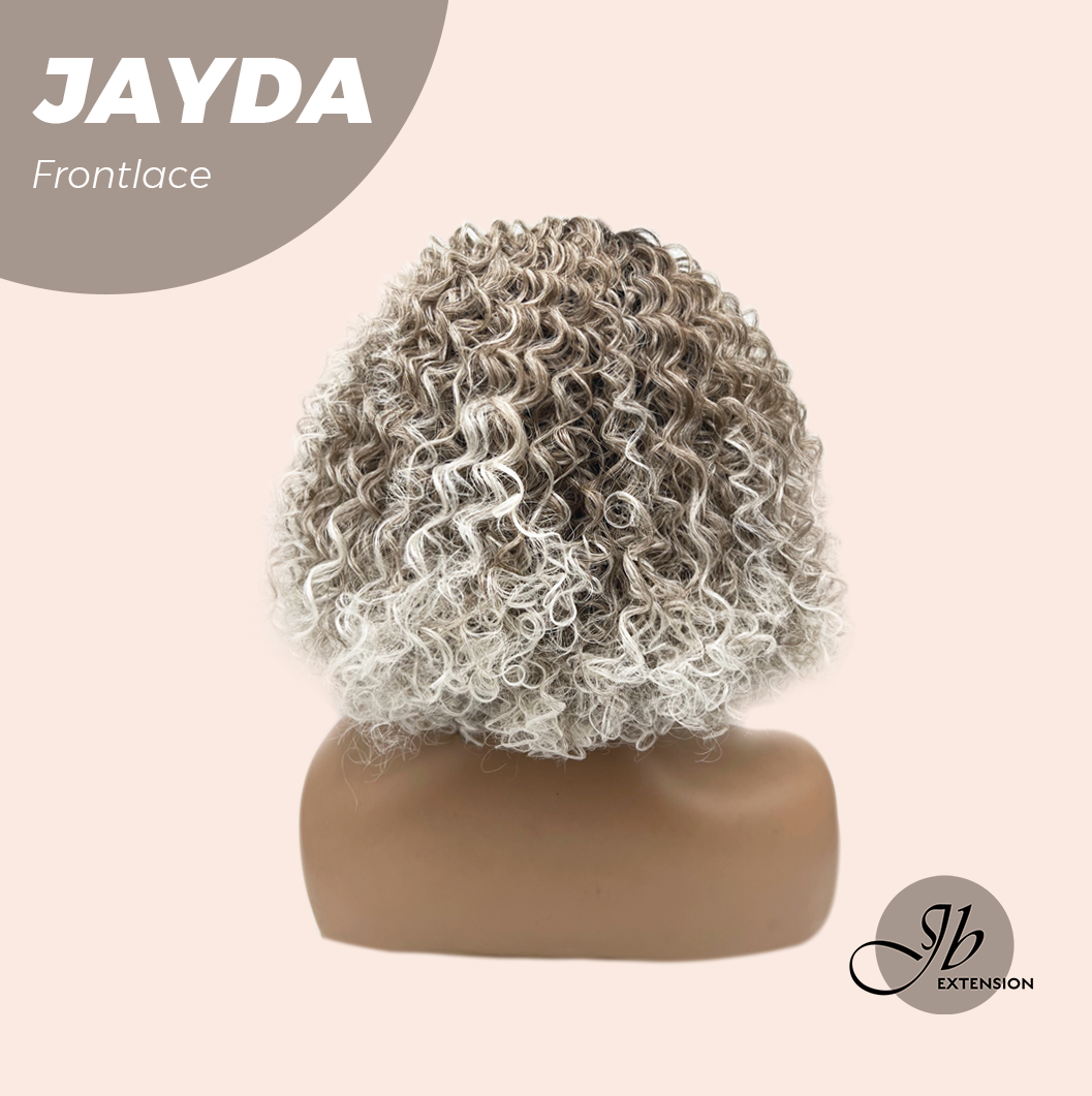 JBEXTENSION 12 Inches Deep Curly Ash Grey Pre-Cut Side Part Frontlace Glueless Black Sapphire Wig JAYDA【BENDY EAR TABS】