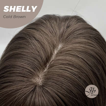 JBEXTENSION 20 Inches Curly Cold Brown Wig with Bangs SHELLY COLD BROWN