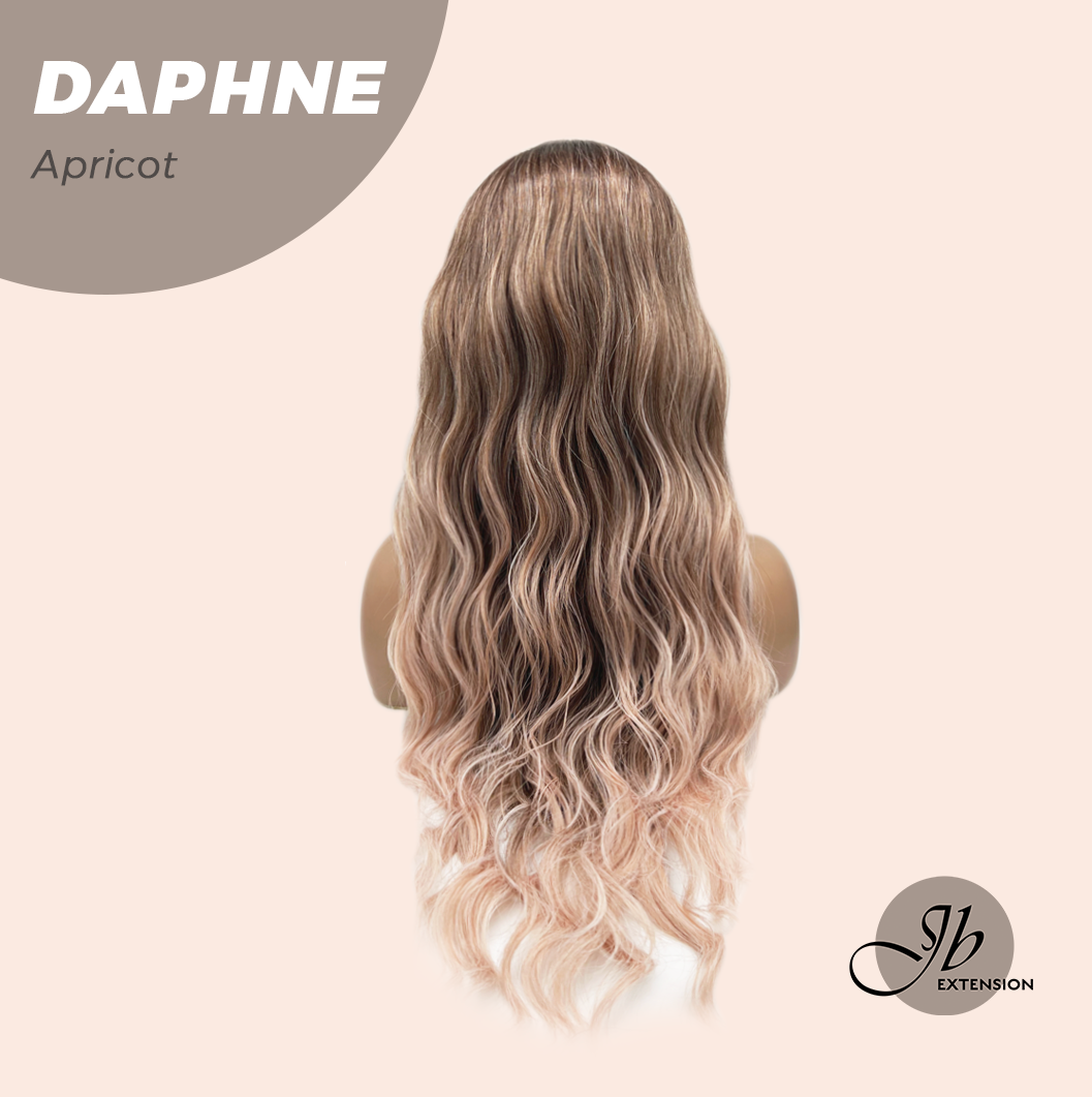 JBEXTENSION 29 Inches Long Body Wave Apricot Wig with Bangs DAPHNE APRICOT