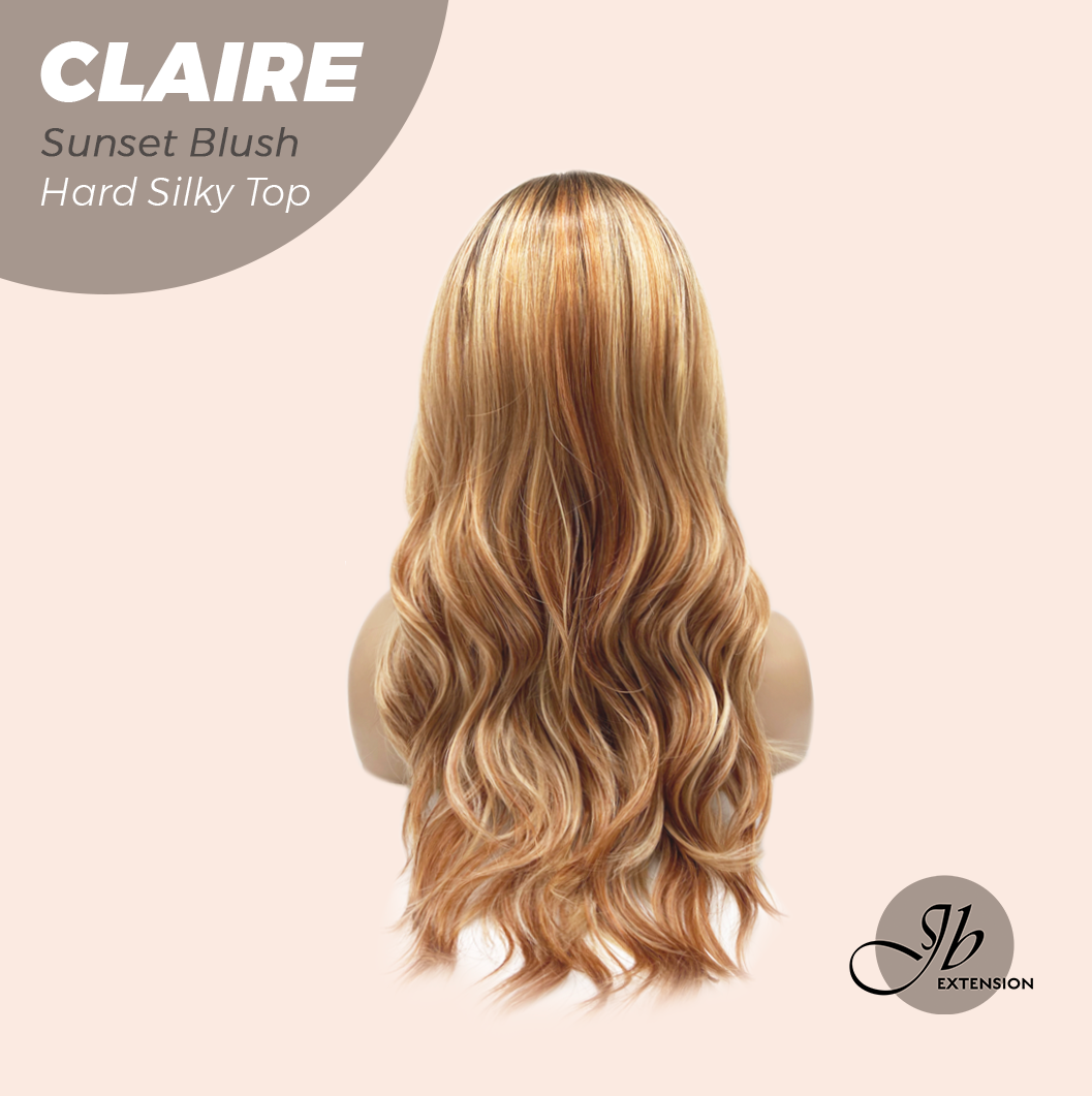 JBEXTENSION 22 Inches Scalpiana Sunset Blush 3.5X4 Hard Silky Top Natural Scalp Effect Women Wig with Bangs CLAIRE SILKY TOP - SUNSET BLUSH