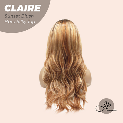 JBEXTENSION 22 Inches Scalpiana Sunset Blush 3.5X4 Hard Silky Top Natural Scalp Effect Women Wig with Bangs CLAIRE SILKY TOP - SUNSET BLUSH