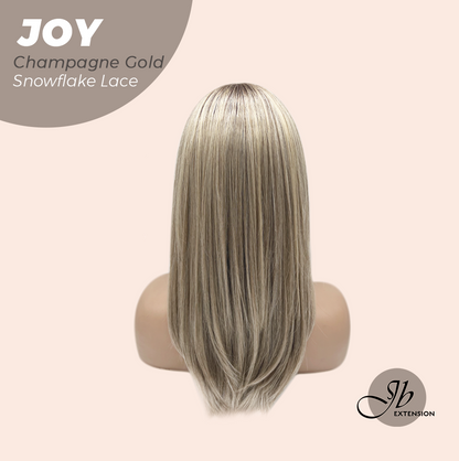 JBEXTENSION 19 Inches Champagne Gold Pre-Cut Arc Snowflake Lace Frontlace Glueless Wig JOY CHAMPAGNE GOLD【BENDY EAR TABS】