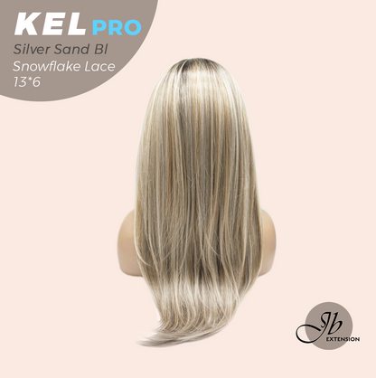 JBEXTENSION 22 Inches Silver Sand Blonde Pre-Cut 13X6 Free Part Snowflake Lace Frontlace Glueless Wig KEL PRO - SILVER SAND BLONDE【BENDY EAR TABS】