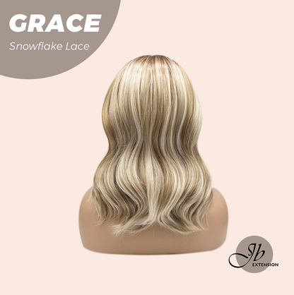 [FINAL SALE] JBEXTENSION 15 Inches Mix Blonde Wave Pre-Cut Arc Snowflake Lace Frontlace Glueless Wig GRACE【BENDY EAR TABS】