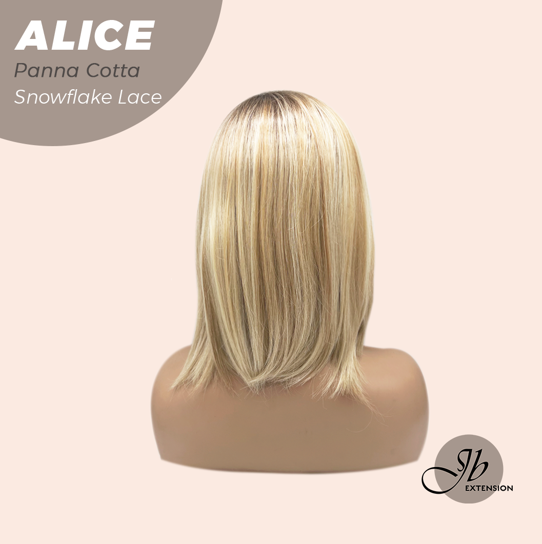 JBEXTENSION 12 Inches Panna Cotta Pre-Cut Side Part Snowflake Lace Frontlace Glueless Wig ALICE PANNA COTTA【BENDY EAR TABS】