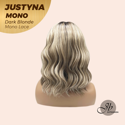 JBEXTENSION JUSTYNA MONO Monofilament Handmade Wig 6X5 Full Monofilament Hand Tied Top Wig 13 Inches Dark Blonde Mono Lace Wig with Anti-slip Silicone Strips Glueless Wig JUSTYNA MONO - DARK BLONDE【BENDY EAR TABS】