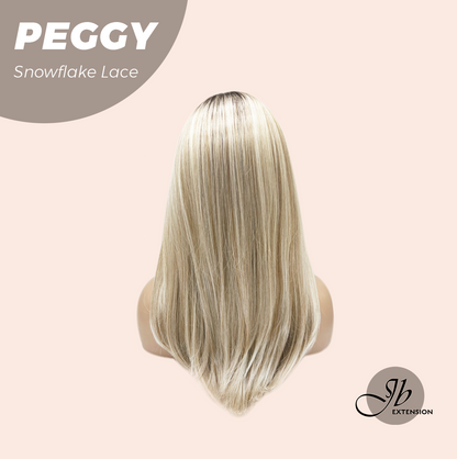 JBEXTENSION 19 Inches Long Straight Mix Blonde Pre-Cut Side Part Snowflake Lace Frontlace Glueless Wig PEGGY MIX BLONDE【BENDY EAR TABS】