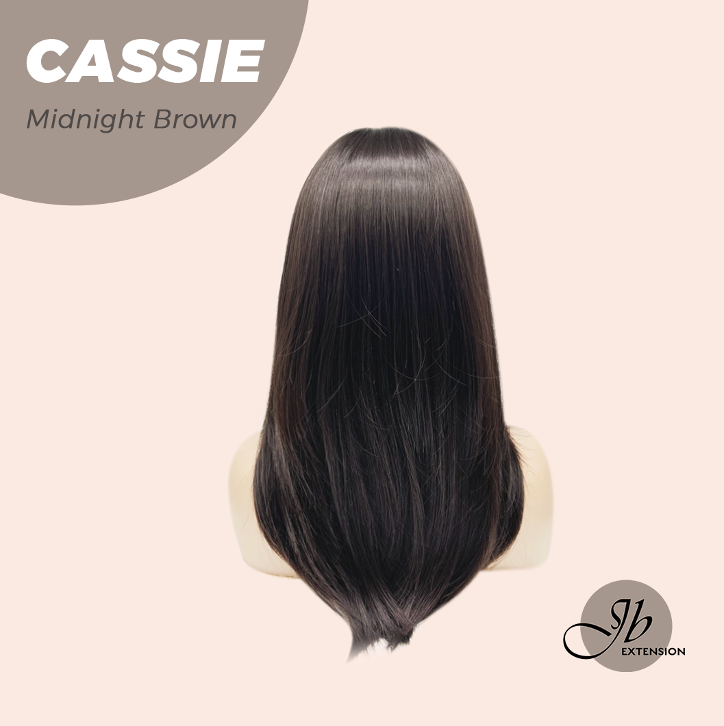 JBEXTENSION 19 Inches Long Midnight Brown Wig with Bangs CASSIE MIDNIGHT BROWN