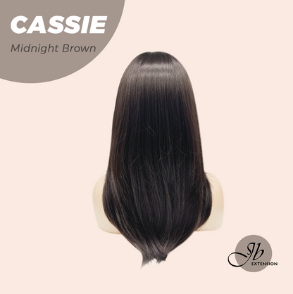 JBEXTENSION 19 Inches Long Midnight Brown Wig with Bangs CASSIE MIDNIGHT BROWN