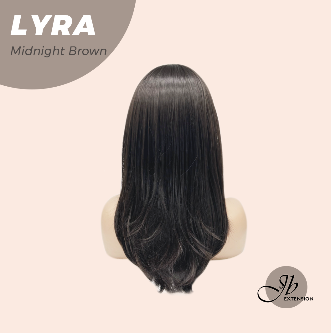 JBEXTENSION 18 Inches Midnight Brown(Black/Brown) Wig with Bangs LYRA MIDNIGHT BROWN