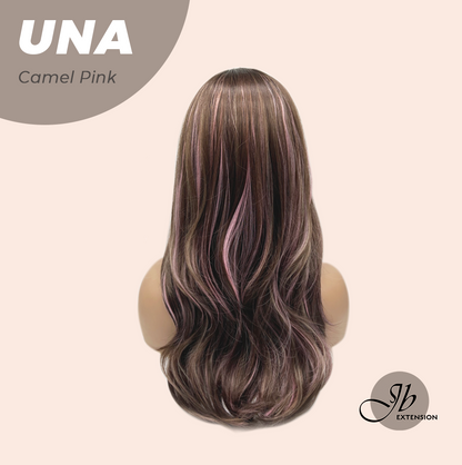 JBEXTENSION 22 Inches Camel Pink Wave with Bangs Wig UNA CAMEL PINK