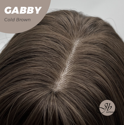 JBEXTENSION 27 Inches Long Curly Cold Brown Wig With Bangs GABBY COLD BROWN