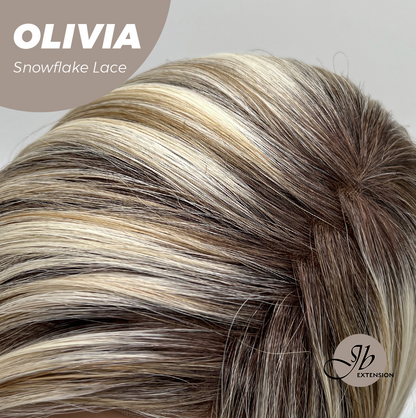 JBEXTENSION 17 Inches Mix Blonde Pre-Cut Side Part Snowflake Lace Frontlace Glueless Wig OLIVIA SNOWFLAKE【BENDY EAR TABS】