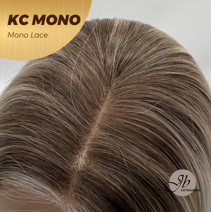 JBEXTENSION KC MONO Monofilament Handmade Wig 6X5 Full Monofilament Hand Tied Top Wig 18 Inches Curly Mix Blonde Mono Lace Wig with Anti-slip Silicone Strips Glueless Wig KC MONO【BENDY EAR TABS】