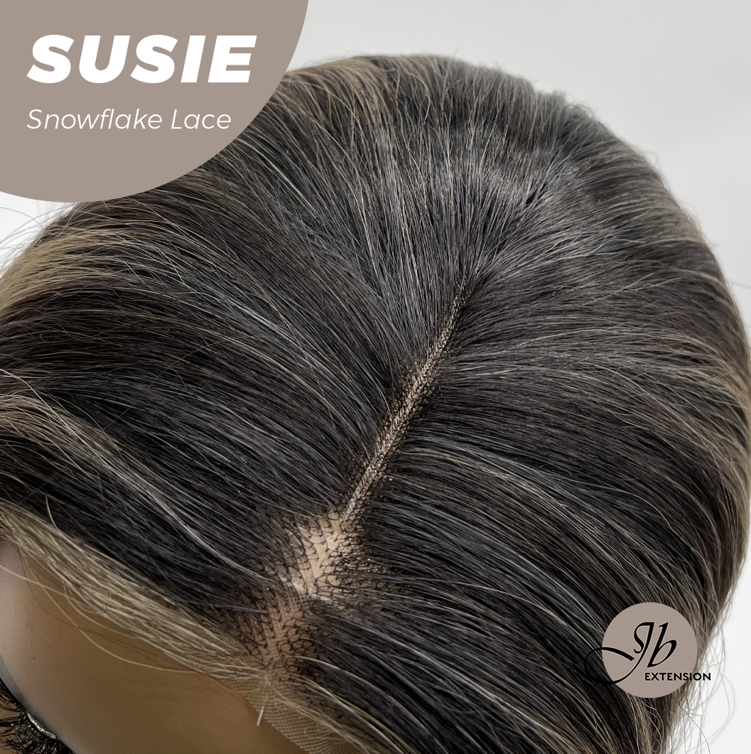 JBEXTENSION 16 Inches Dark Hazelnut Pre-Cut Arc Snowflake Lace Frontlace Glueless Wig SUSIE SNOWFLAKE【BENDY EAR TABS】