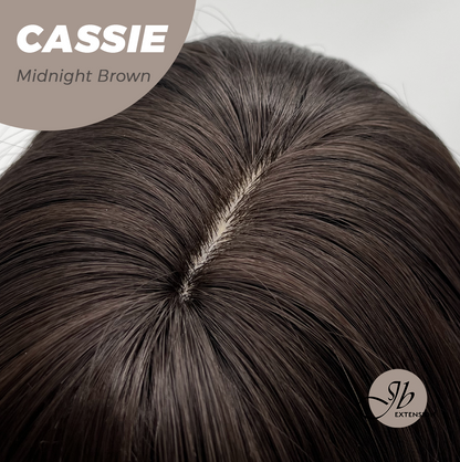 JBEXTENSION 19 Inches Long Midnight Brown Wig with Bangs CASSIE MIDNIGHT BROWN