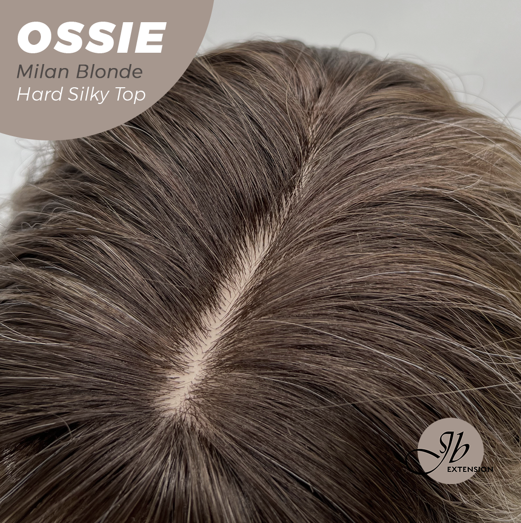 JBEXTENSION 22 Inches Scalpiana Long Wave Milan Blonde 3.5X4 Hard Silky Top Natural Scalp Effect Wig with Bangs OSSIE MILAN BLONDE