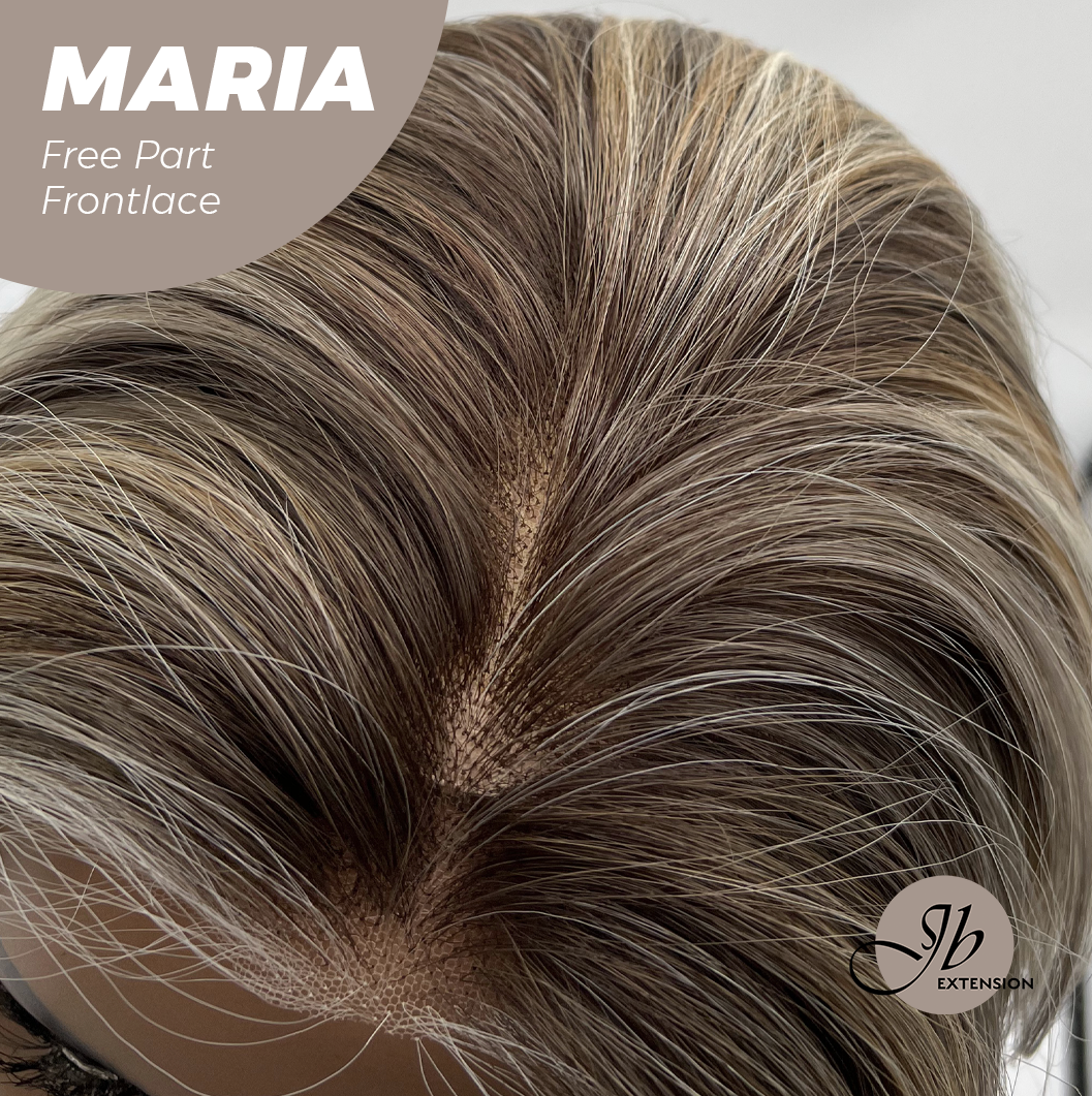 JBEXTENSION 20 Inches Silver Sand Blonde Curly 13X6 Lace Free Part Frontlace Glueless Wig MARIA