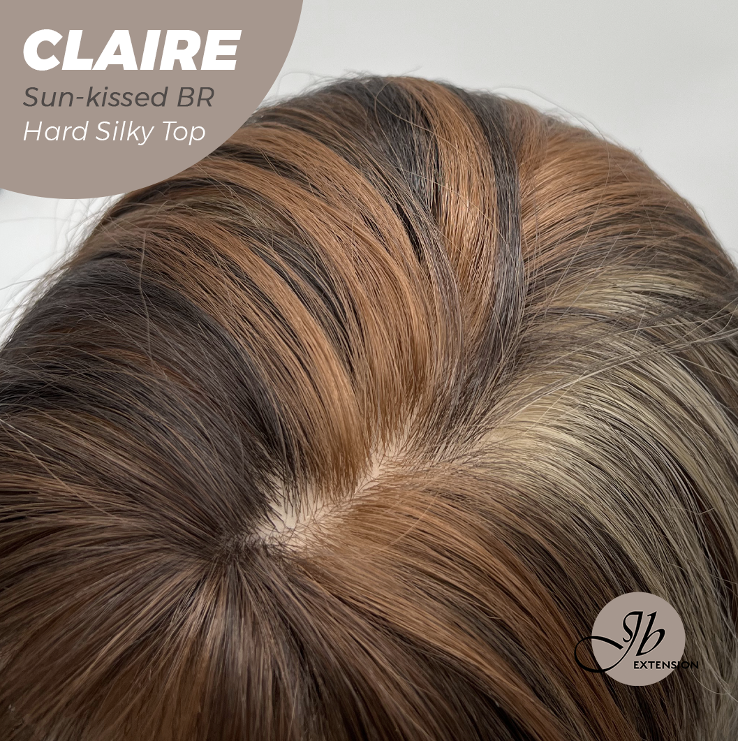 JBEXTENSION 22 Inches Scalpiana Sun-Kissed Brown 3.5X4 Hard Silky Top Natural Scalp Effect Women Wig with Bangs CLAIRE SILKY TOP - SUN KISSED BROWN