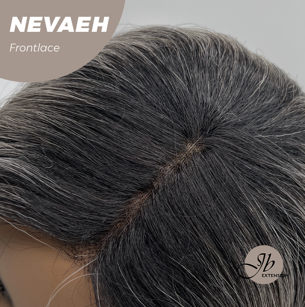 [FINAL SALE] JBEXTENSION 20 Inches Salt and Pepper Curly Pre-Cut Frontlace Glueless Black Sapphire Wig NEVAEH【BENDY EAR TABS】