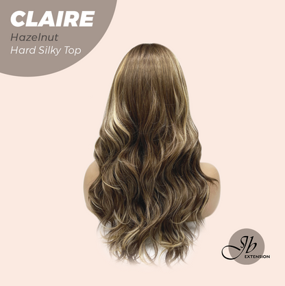 JBEXTENSION 22 Inches Scalpiana Hazelnut 3.5X4 Hard Silky Top Natural Scalp Effect Women Wig with Bangs CLAIRE SILKY TOP - HAZELNUT