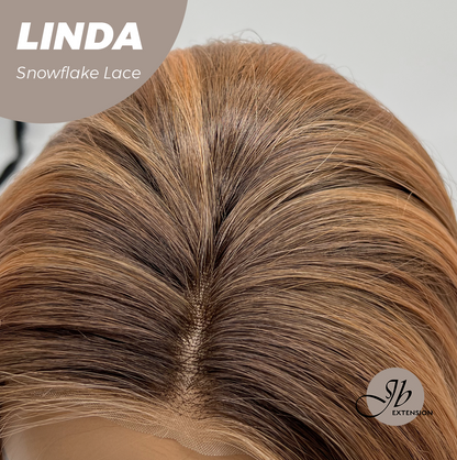 JBEXTENSION 18 Inches Copper Pre-Cut Arc Snowflake Lace Frontlace Glueless Wig LINDA SNOWFLAKE【BENDY EAR TABS】
