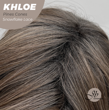 JBEXTENSION 12 Inches Bob Cut Pine Cones Pre-Cut Snowflake Lace Frontlace Glueless Wig KHLOE PINE CONES【PERMATEASE】【BENDY EAR TABS】- M/L