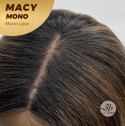 JBEXTENSION MACY MONO Monofilament Handmade Wig 6X5 Full Monofilament Hand Tied Top Wig 18 Inches Curly Ombre Brown Mono Lace Wig with Anti-slip Silicone Strips Glueless Wig MACY MONO【BENDY EAR TABS】