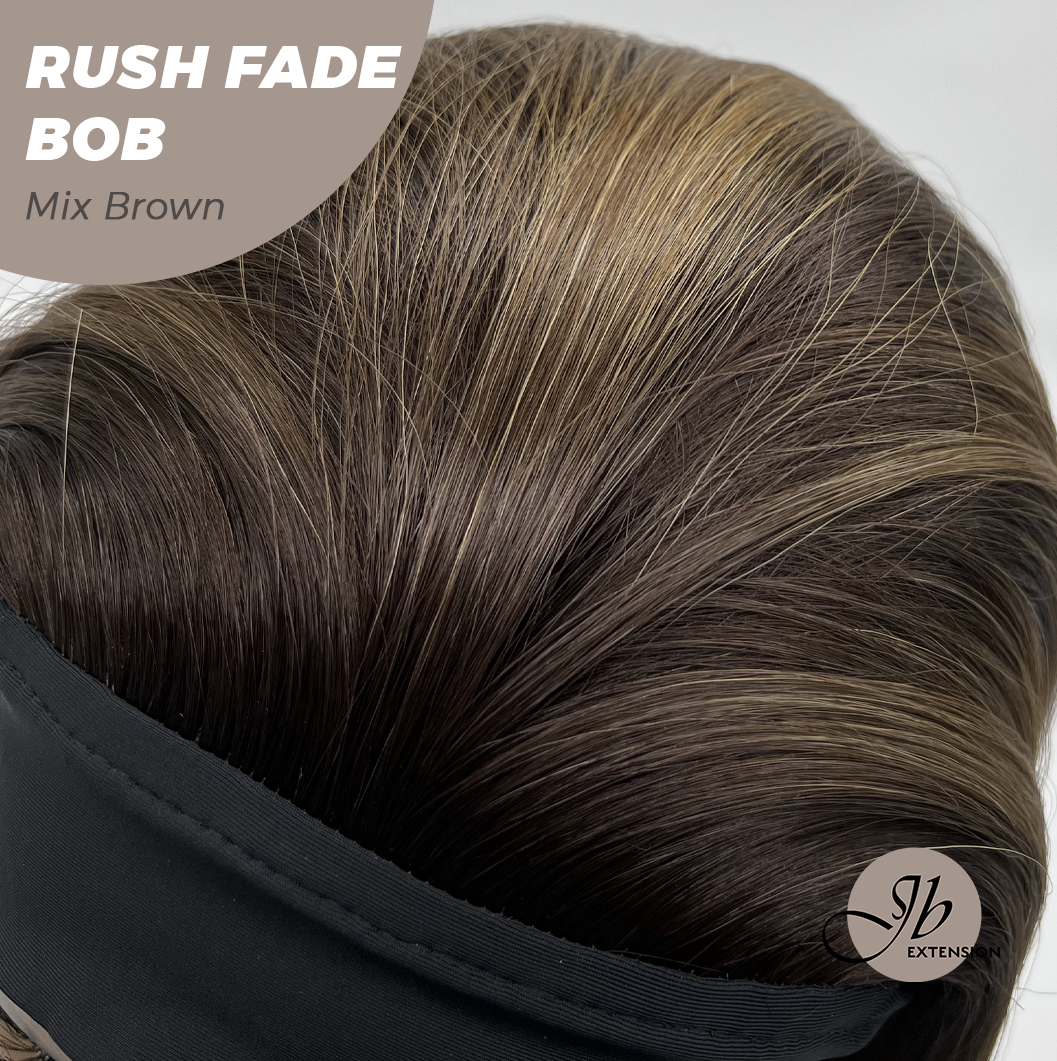 JBEXTENSION 12 Inches Short Hair Mix Brown Headband Wig RUSH FADE BOB - MIX BROWN