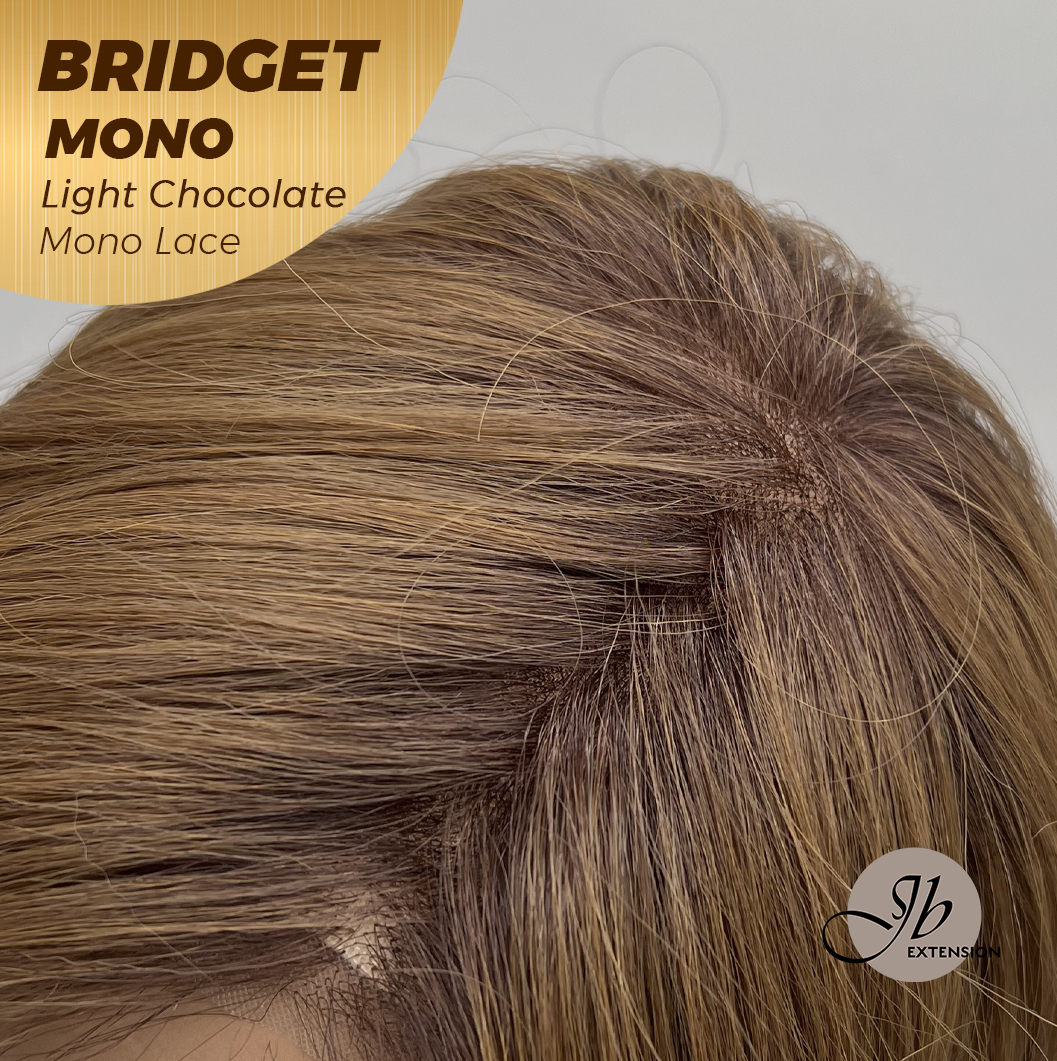 JBEXTENSION BRIDGET MONO Monofilament Handmade Wig 6X5 Full Monofilament Hand Tied Top Wig 15 Inches Light Chocolate Mono Lace Wig With Anti-slip Silicone Strips Glueless Wig BRIDGET MONO LIGHT CHOCOLATE【BENDY EAR TABS】