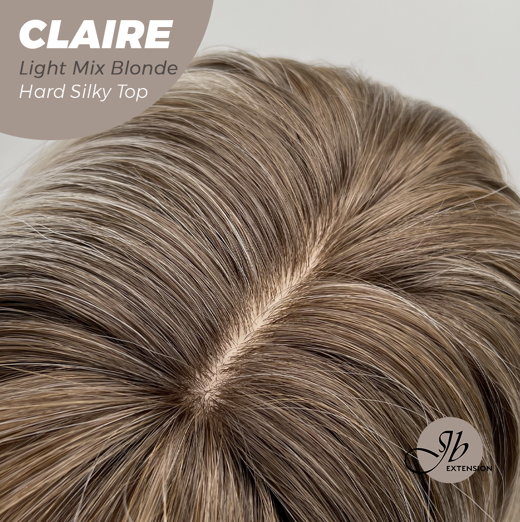 JBEXTENSION 22 Inches Scalpiana Light Mix Blonde 3.5X4 Hard Silky Top Natural Scalp Effect Women Wig with Bangs CLAIRE SILKY TOP - LIGHT MIX BLONDE