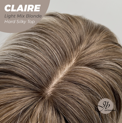 JBEXTENSION 22 Inches Scalpiana Light Mix Blonde 3.5X4 Hard Silky Top Natural Scalp Effect Women Wig with Bangs CLAIRE SILKY TOP - LIGHT MIX BLONDE