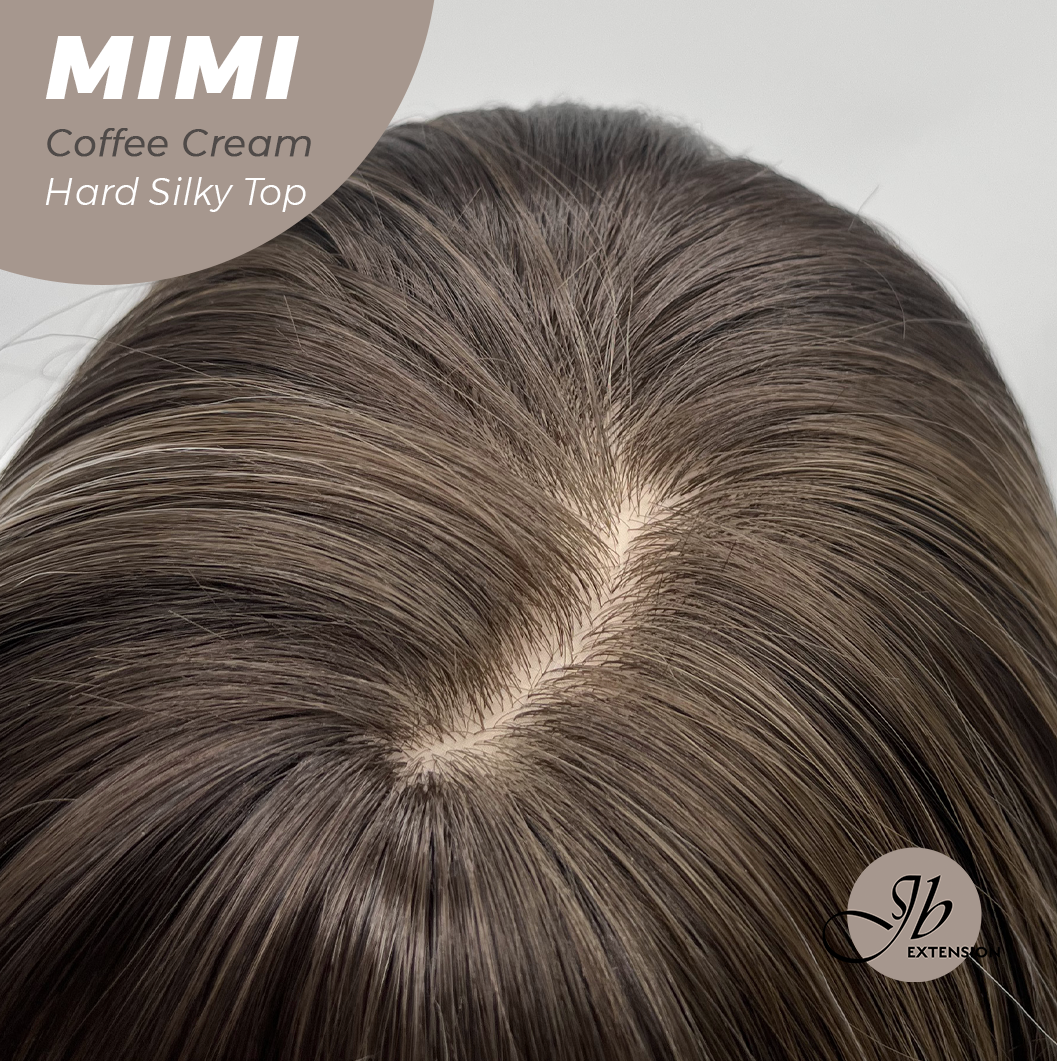JBEXTENSION 16 Inches Scalpiana 3.5X4 Hard Silky Top Natural Scalp Effect Coffee Cream Body Wave Wig with Bangs Wig MIMI SILK TOP - COFFEE CREAM