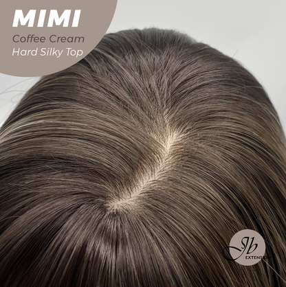 JBEXTENSION 16 Inches Scalpiana 3.5X4 Hard Silky Top Natural Scalp Effect Coffee Cream Body Wave Wig with Bangs Wig MIMI SILK TOP - COFFEE CREAM
