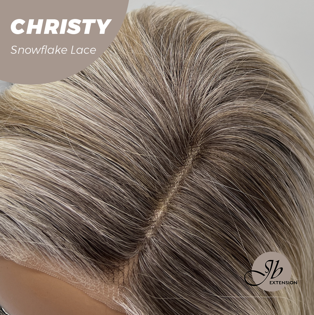JBEXTENSION 11 Inches Mix Blonde Pre-Cut Side Part Snowflake Lace Frontlace Glueless Wig CHRISTY SNOWFLAKE【BENDY EAR TABS】