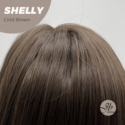 JBEXTENSION 20 Inches Curly Cold Brown Wig with Bangs SHELLY COLD BROWN