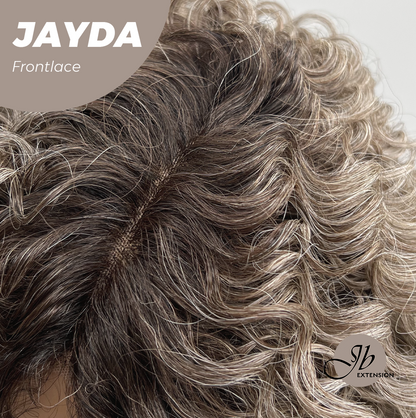 JBEXTENSION 12 Inches Deep Curly Ash Grey Pre-Cut Side Part Frontlace Glueless Black Sapphire Wig JAYDA【BENDY EAR TABS】