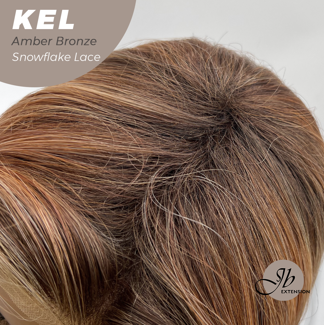 JBEXTENSION 22 Inches Amber Bronze Pre-Cut Snowflake Lace Frontlace Glueless Wig KEL AMBER BRONZE【PERMATEASE】【BENDY EAR TABS】- M/L