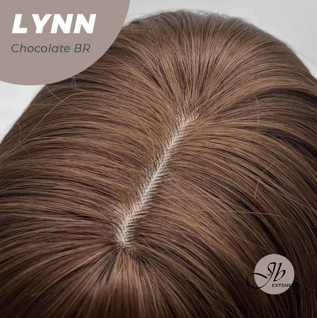 JBEXTENSION 28 Inches Long Straight Chocolate Brown Wig with Bangs LYNN CHOCOLATE BROWN