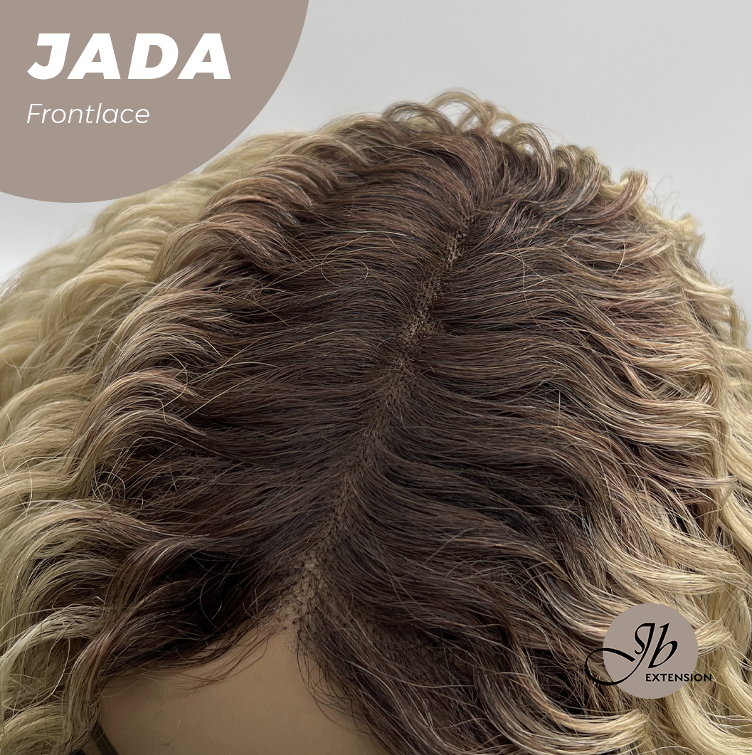 JBEXTENSION 18 Inches Deep Curly Blonde Pre-Cut Side Part Frontlace Glueless Black Sapphire Wig JADA【BENDY EAR TABS】