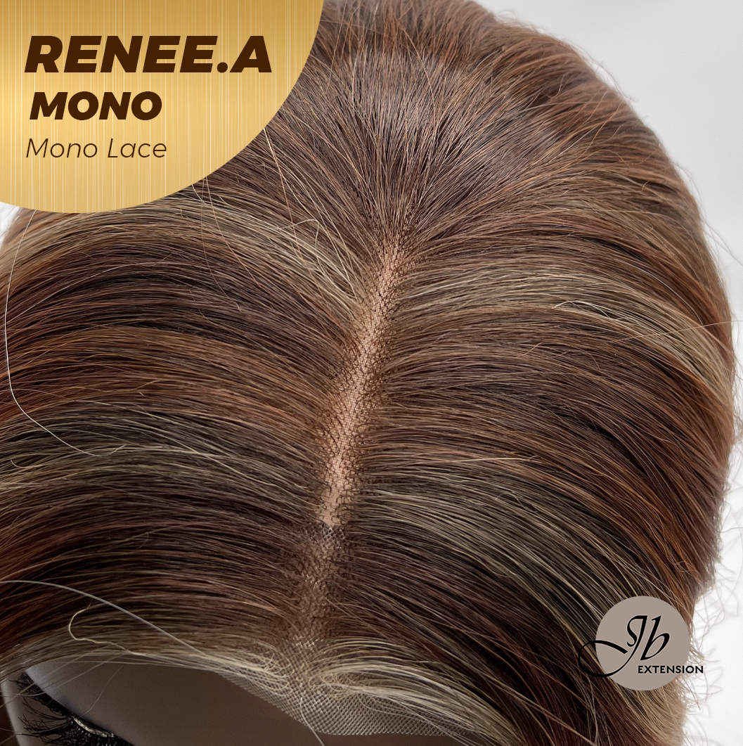 JBEXTENSION RENEE.A MONO Monofilament Handmade Wig 6X5 Full Monofilament Hand Tied Top Wig 22 Inches Cowboy Copper Mono Lace Wig With Anti-slip Silicone Strips Glueless Wig RENEE.A MONO【BENDY EAR TABS】