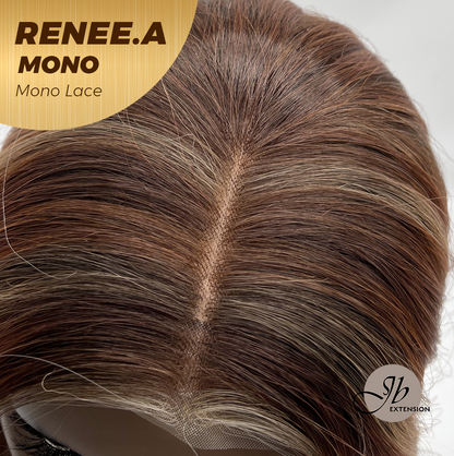 JBEXTENSION RENEE.A MONO Monofilament Handmade Wig 6X5 Full Monofilament Hand Tied Top Wig 22 Inches Cowboy Copper Mono Lace Wig With Anti-slip Silicone Strips Glueless Wig RENEE.A MONO【BENDY EAR TABS】