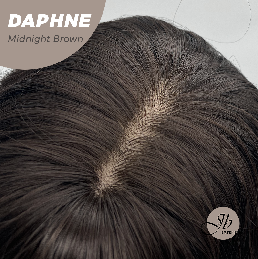 JBEXTENSION 29 Inches Long Body Wave Midnight Brown(Black/Brown) Wig With Bangs DAPHNE MIDNIGHT BROWN